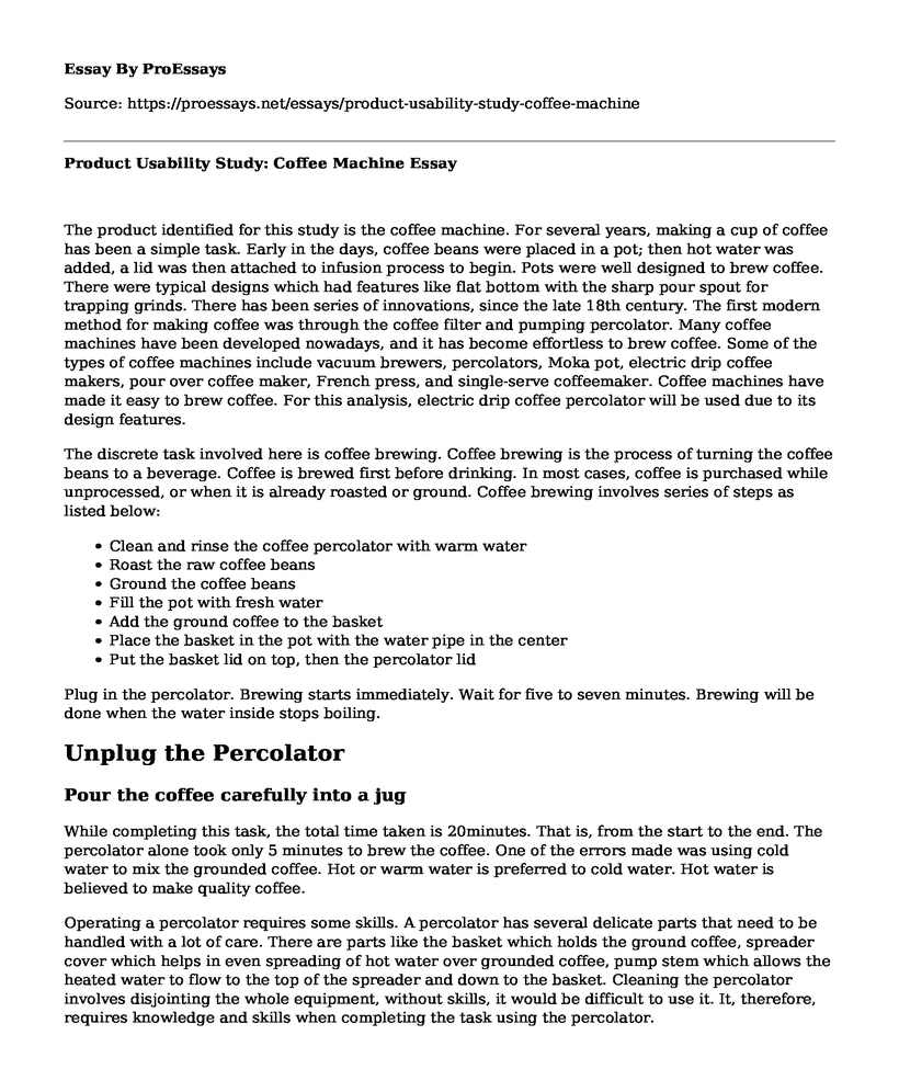 Product Usability Study: Coffee Machine