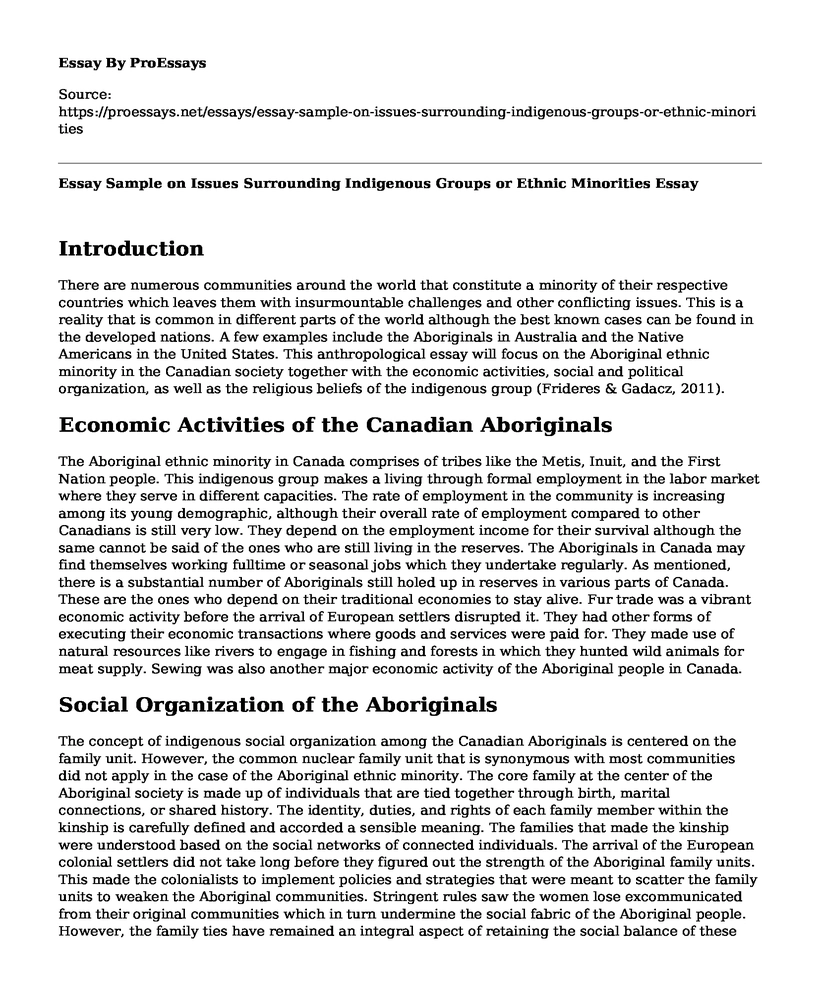 Essay Sample on Issues Surrounding Indigenous Groups or Ethnic Minorities