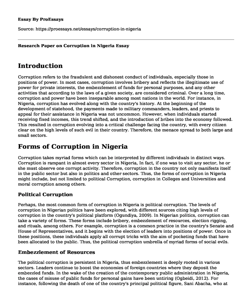 Research Paper on Corruption in Nigeria