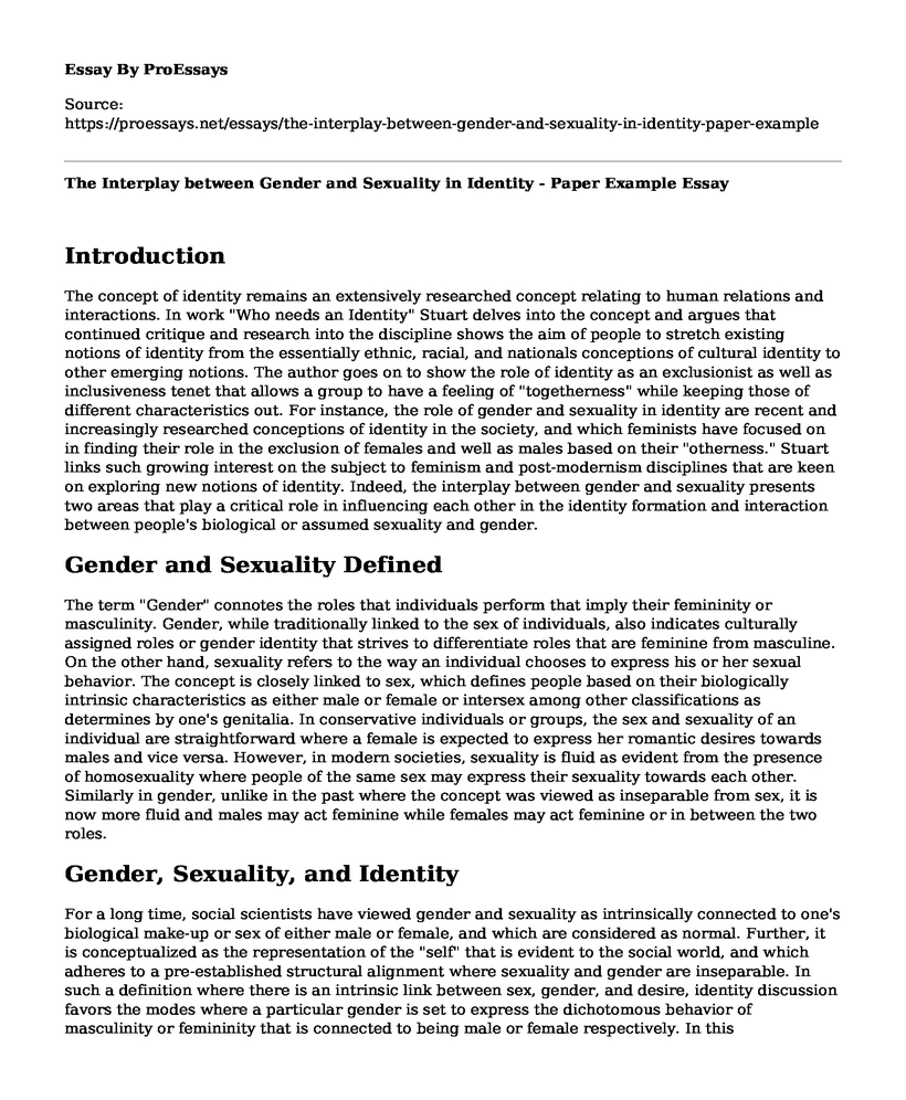 The Interplay between Gender and Sexuality in Identity - Paper Example