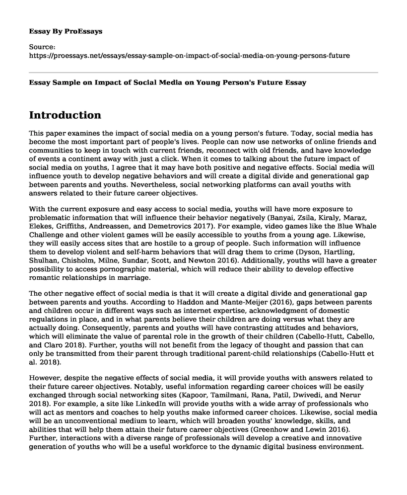 Essay Sample on Impact of Social Media on Young Person's Future