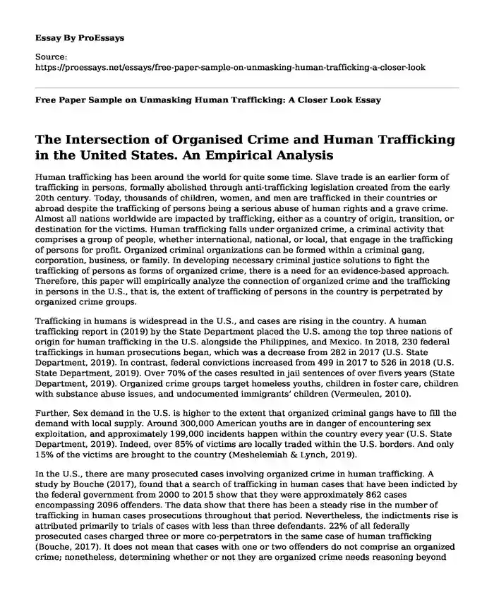 Free Paper Sample on Unmasking Human Trafficking: A Closer Look