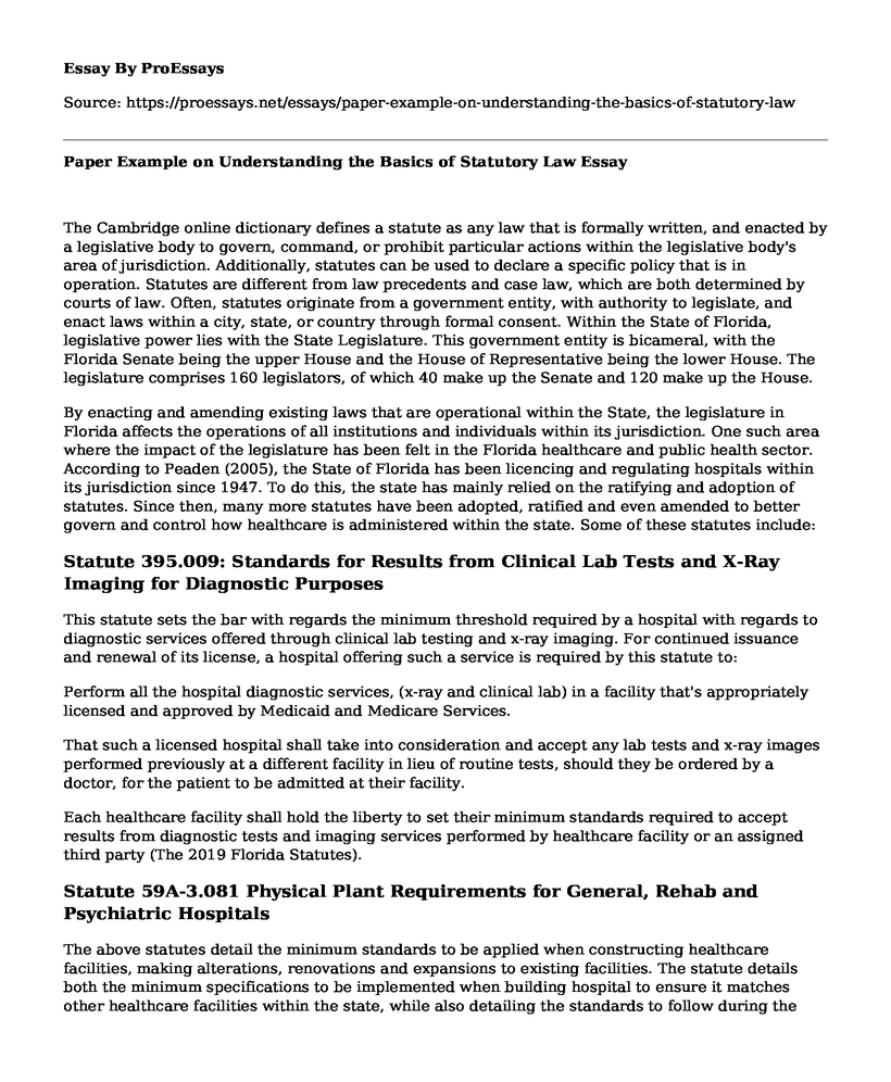 Paper Example on Understanding the Basics of Statutory Law