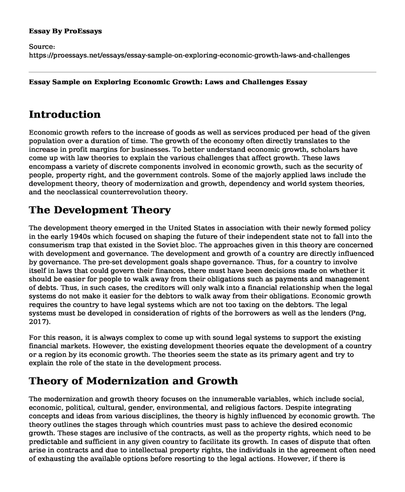 📌 Essay Sample on Exploring Economic Growth: Laws and Challenges - Free ...