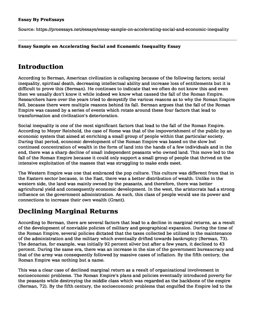 Essay Sample on Accelerating Social and Economic Inequality