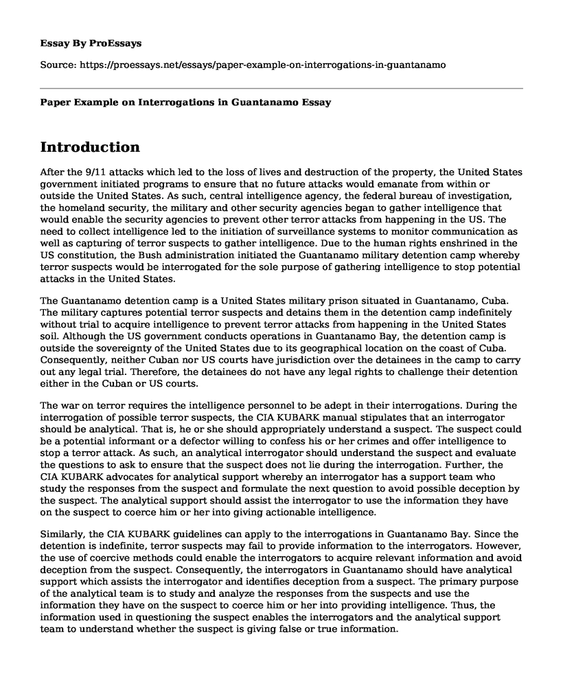 Paper Example on Interrogations in Guantanamo