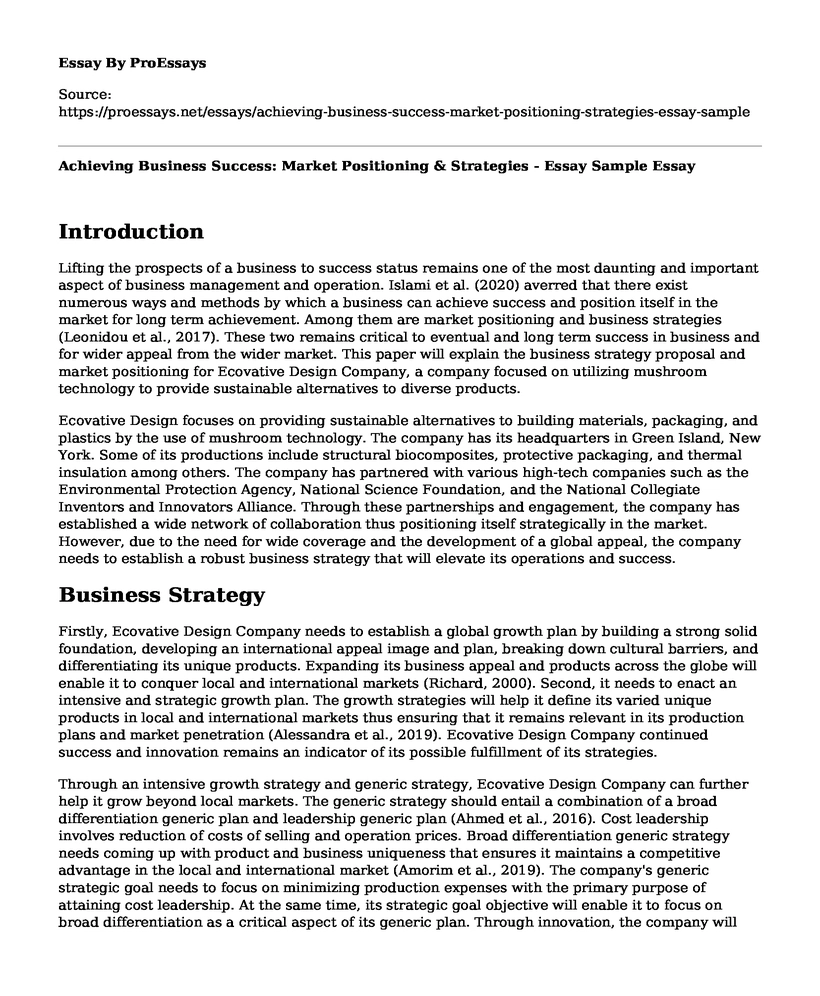 Achieving Business Success: Market Positioning & Strategies - Essay Sample
