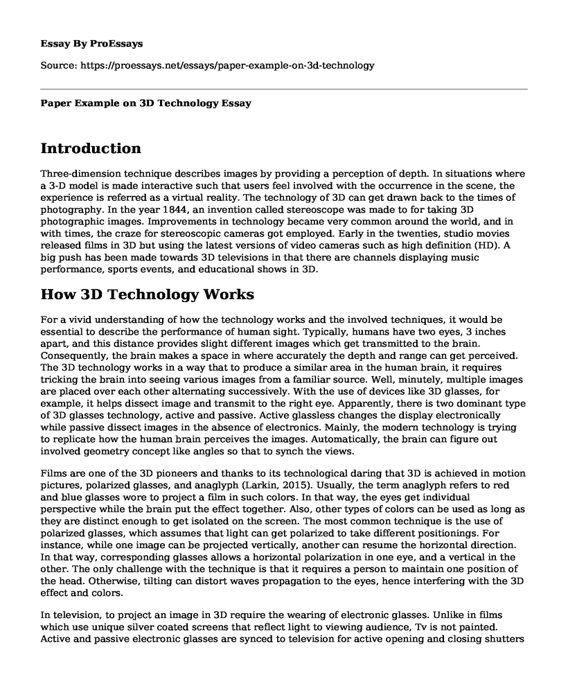 Paper Example on 3D Technology
