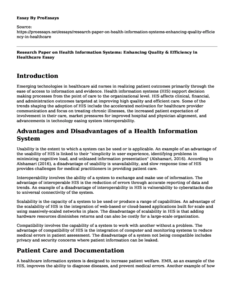 Research Paper on Health Information Systems: Enhancing Quality & Efficiency in Healthcare