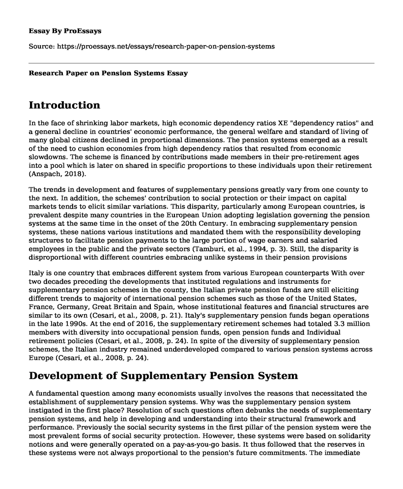 Research Paper on Pension Systems