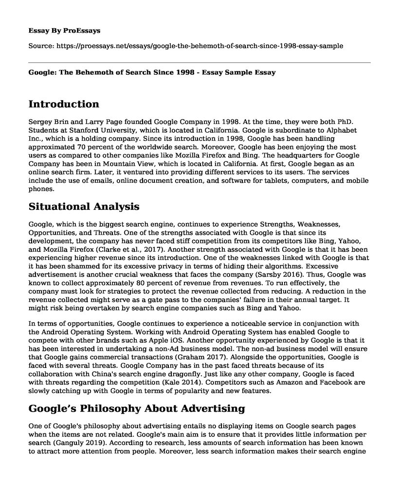 Google: The Behemoth of Search Since 1998 - Essay Sample