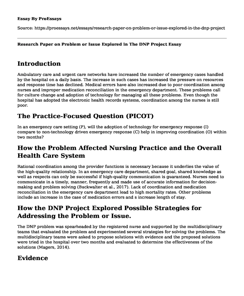 Research Paper on Problem or Issue Explored in The DNP Project