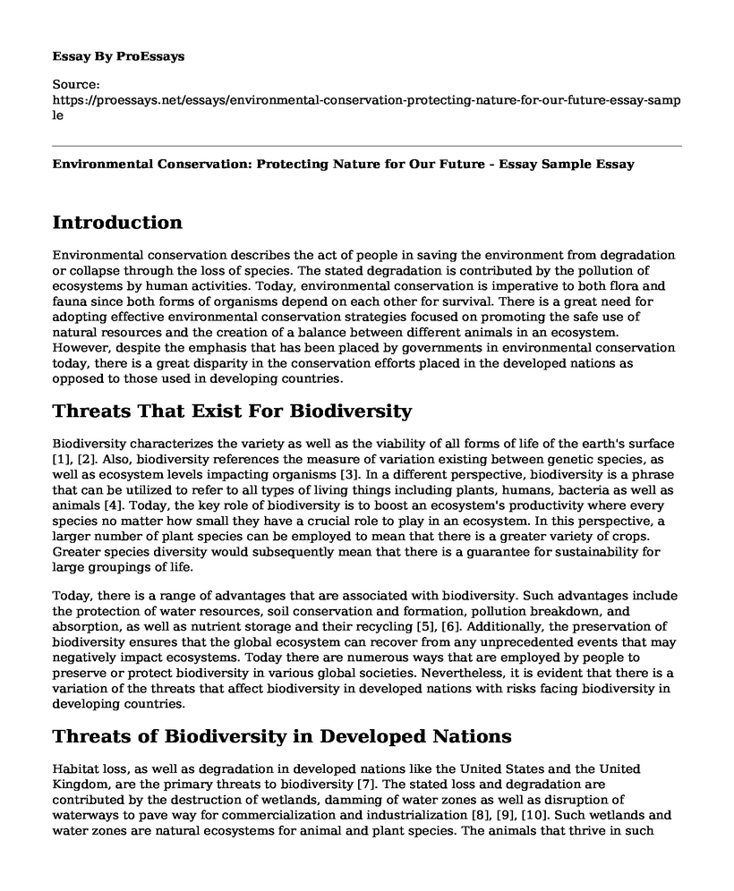 Environmental Conservation: Protecting Nature for Our Future - Essay Sample