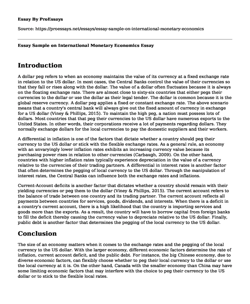 Essay Sample on International Monetary Economics