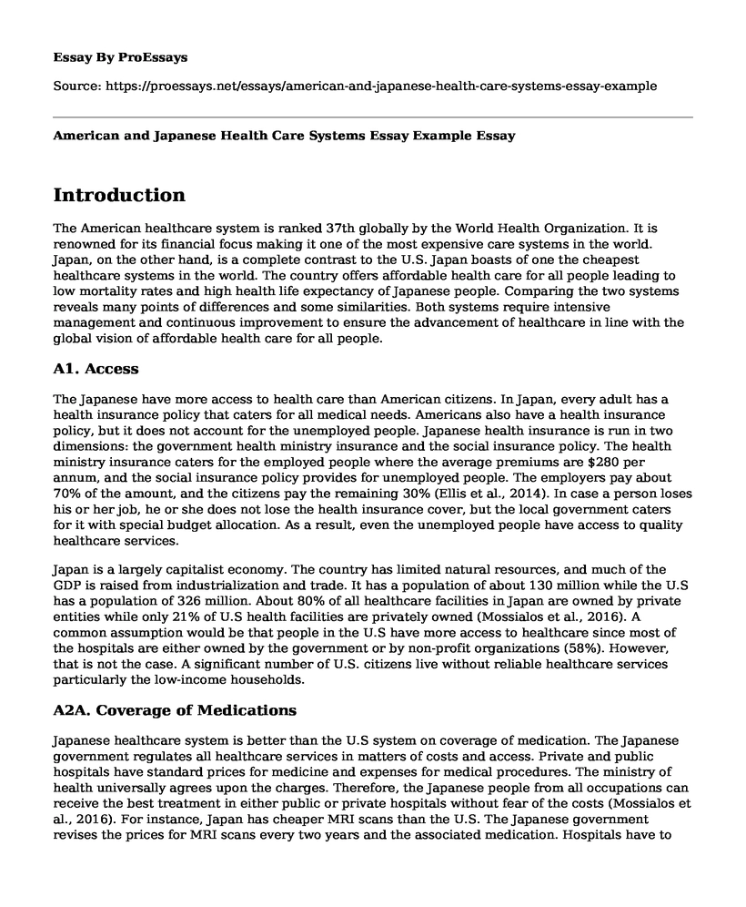 American and Japanese Health Care Systems Essay Example