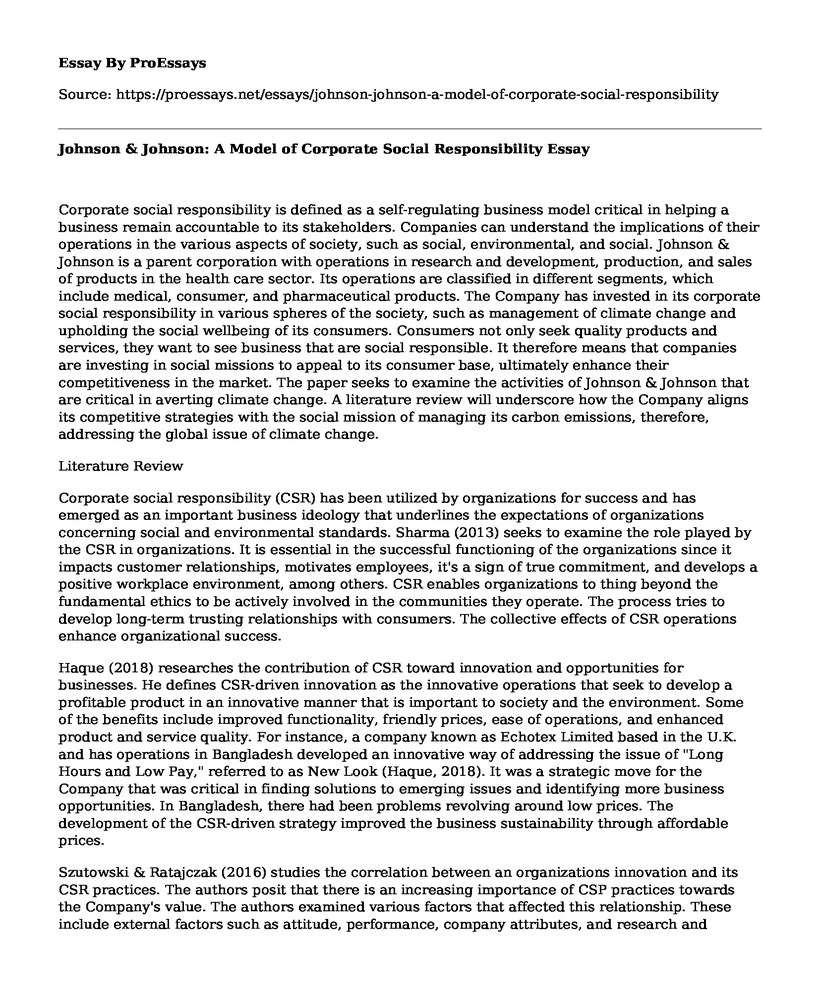 Johnson & Johnson: A Model of Corporate Social Responsibility