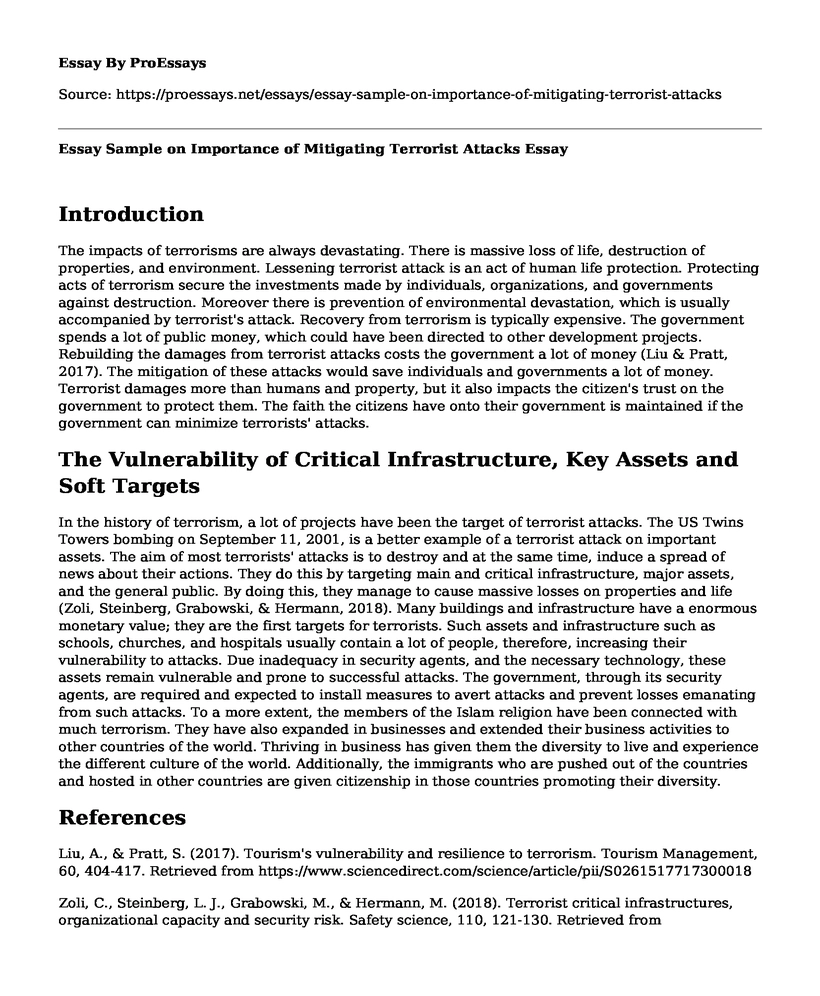 Essay Sample on Importance of Mitigating Terrorist Attacks