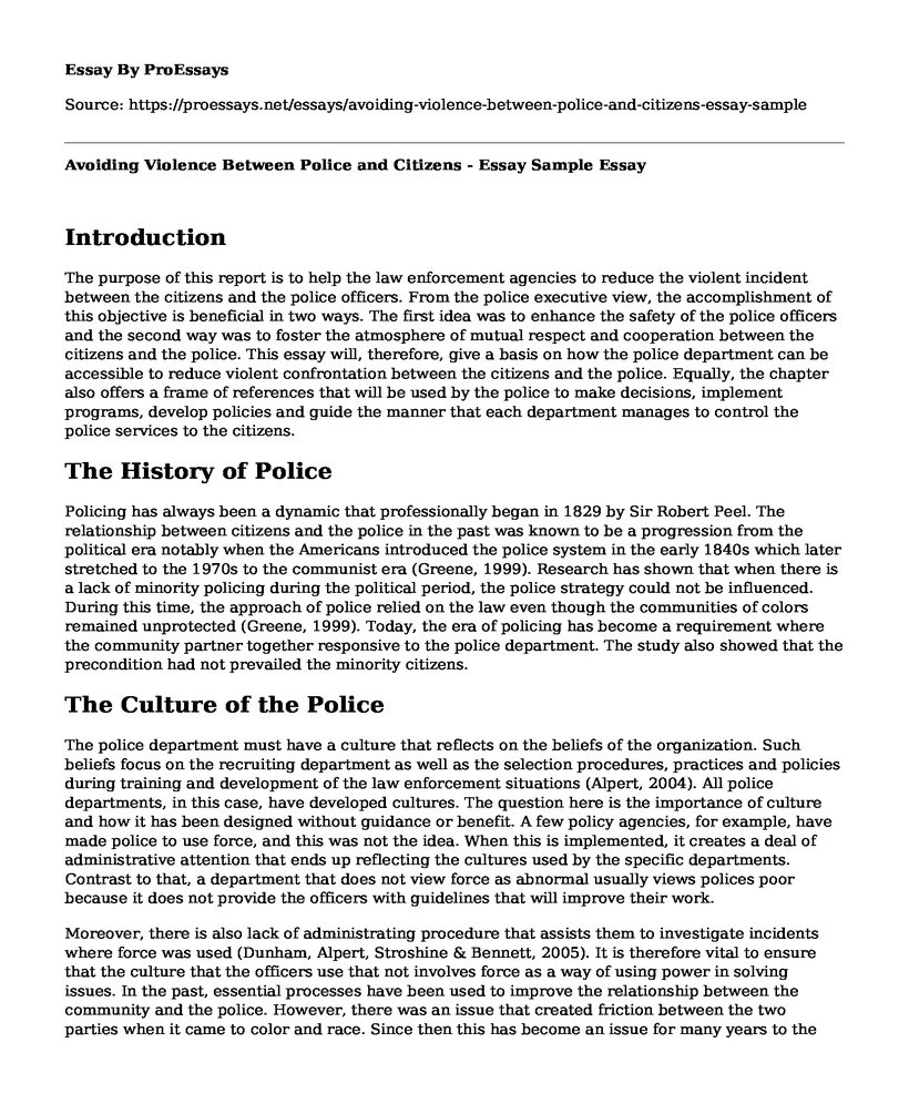 Avoiding Violence Between Police and Citizens - Essay Sample