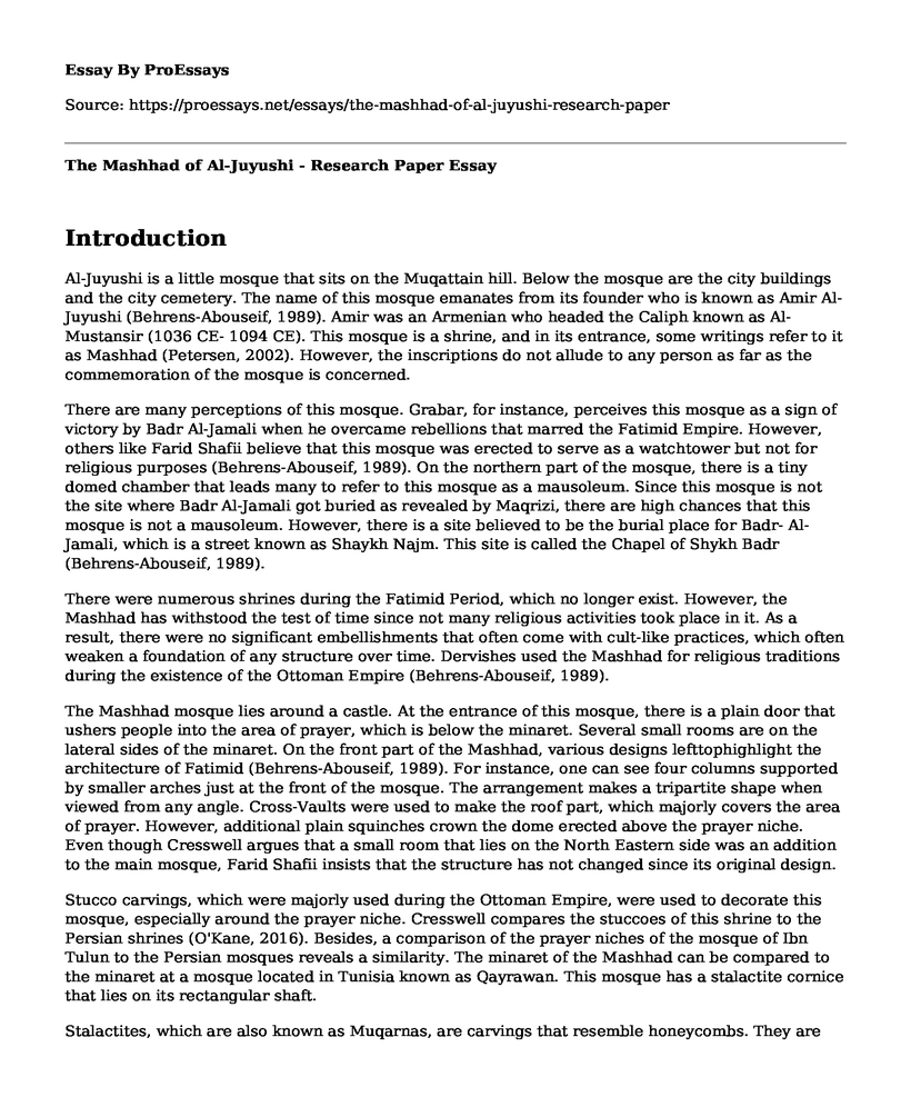 The Mashhad of Al-Juyushi - Research Paper