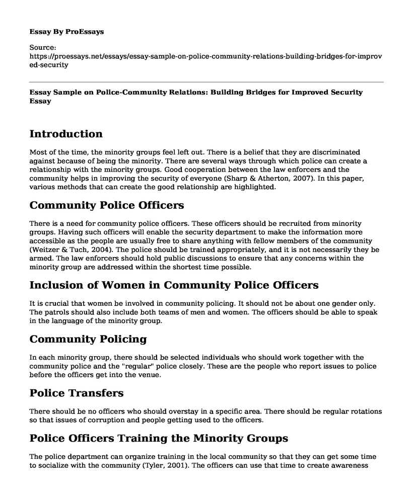 Essay Sample on Police-Community Relations: Building Bridges for Improved Security