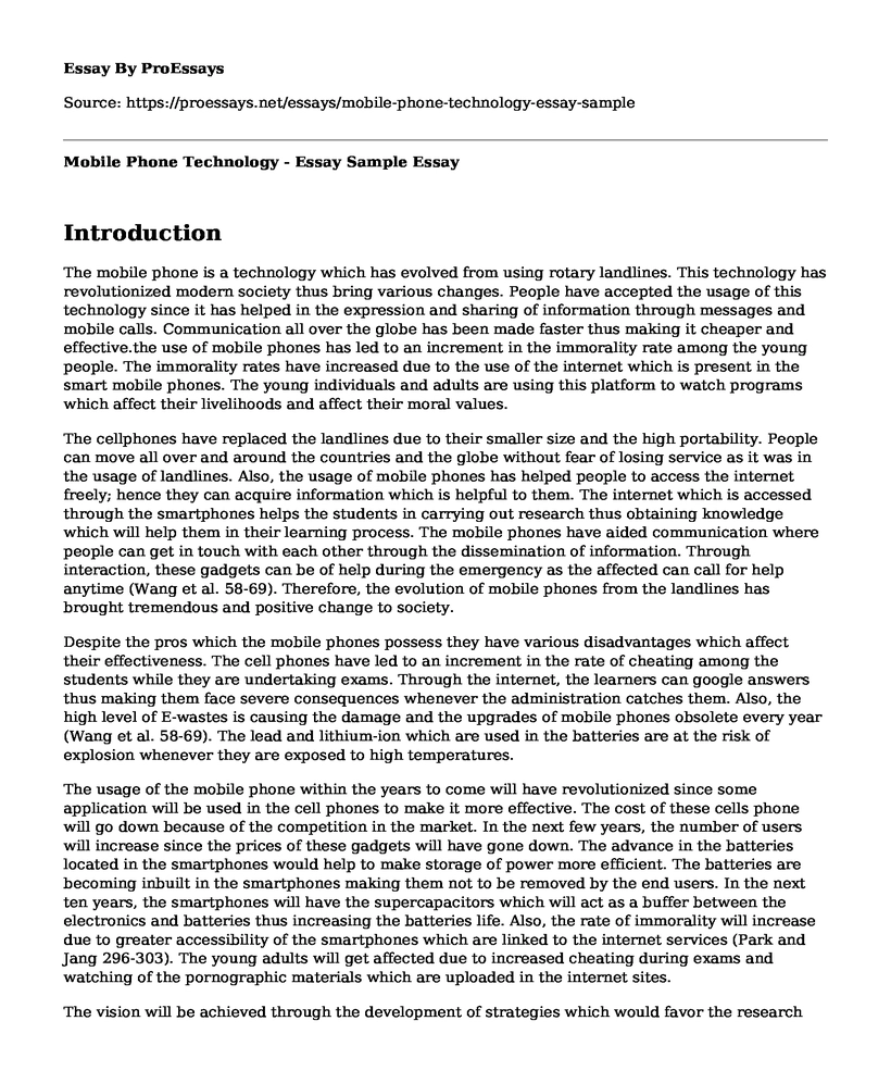 Mobile Phone Technology - Essay Sample