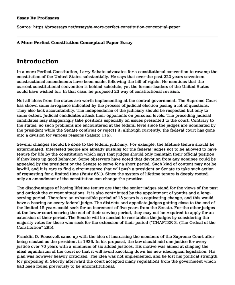 A More Perfect Constitution Conceptual Paper