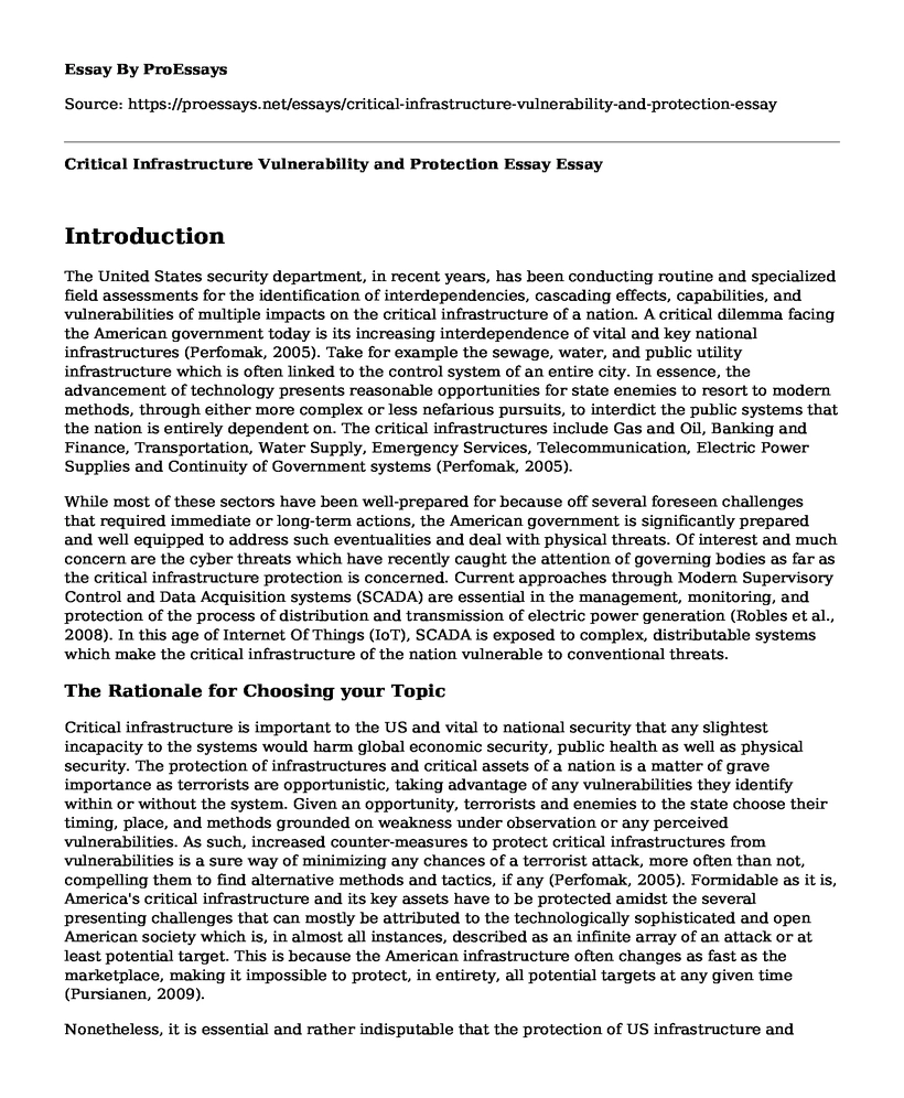 Critical Infrastructure Vulnerability and Protection Essay