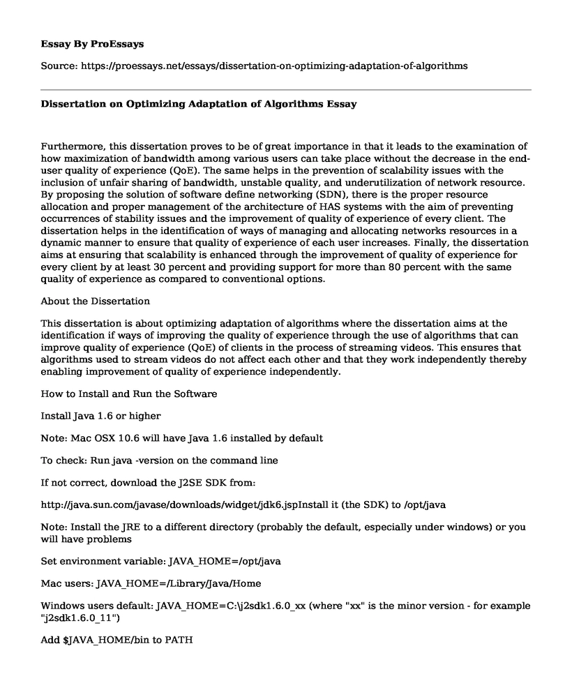 Dissertation on Optimizing Adaptation of Algorithms