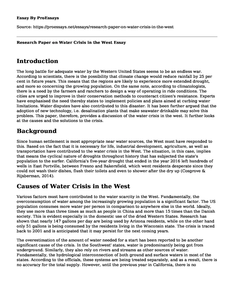 water crisis essay introduction