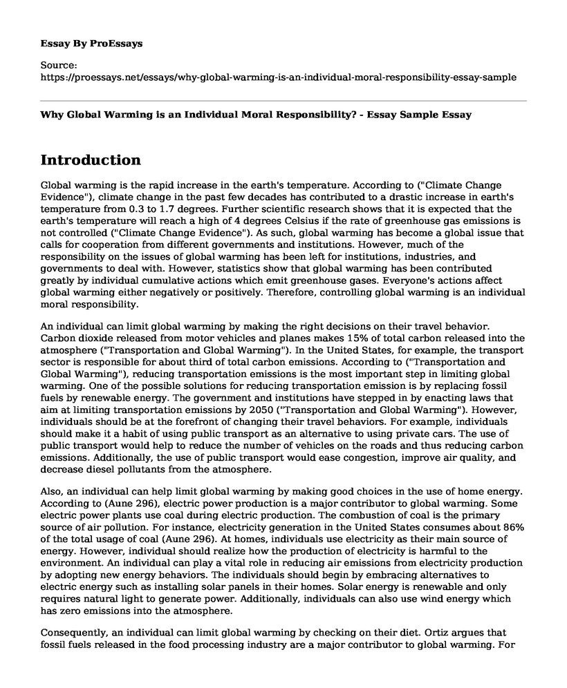 Why Global Warming is an Individual Moral Responsibility? - Essay Sample
