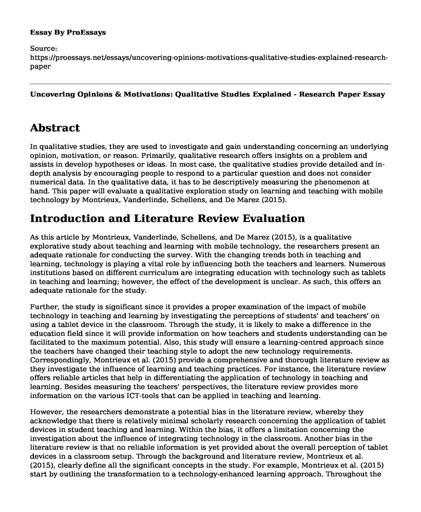 Uncovering Opinions & Motivations: Qualitative Studies Explained - Research Paper