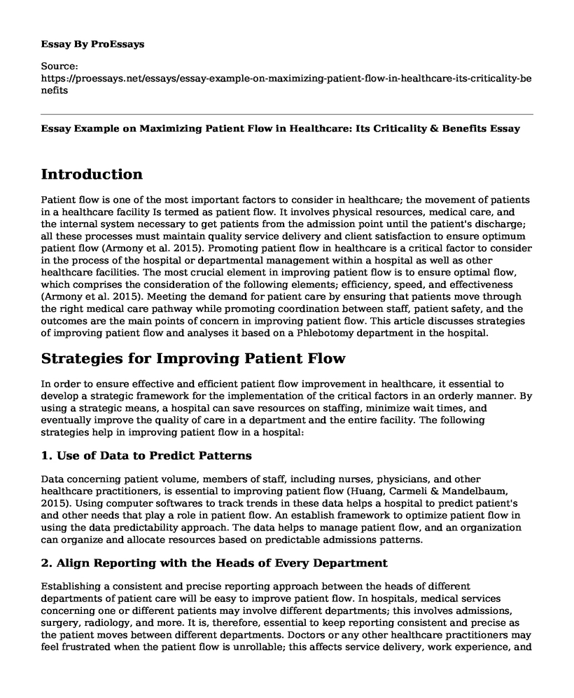 Essay Example on Maximizing Patient Flow in Healthcare: Its Criticality & Benefits