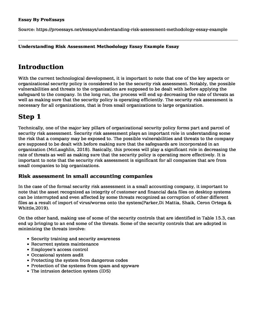 Understanding Risk Assessment Methodology Essay Example