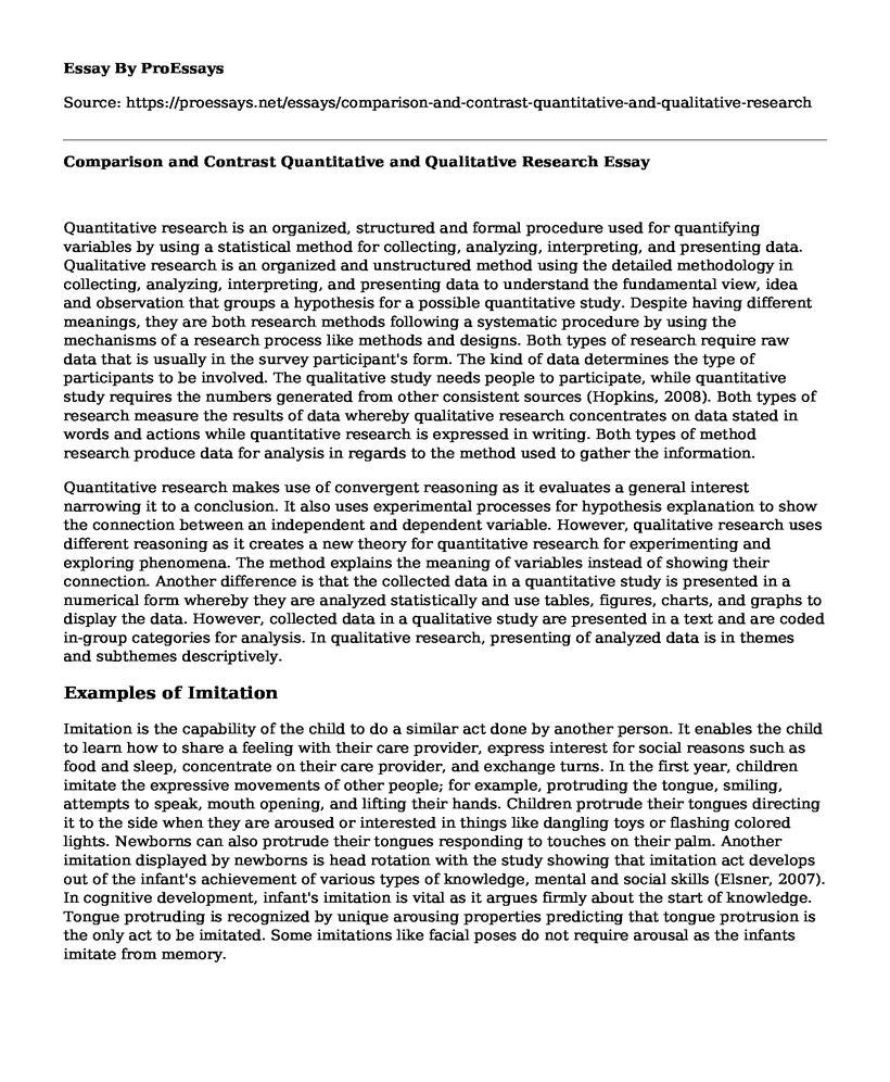 Comparison and Contrast Quantitative and Qualitative Research
