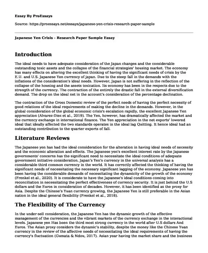 Japanese Yen Crisis - Research Paper Sample