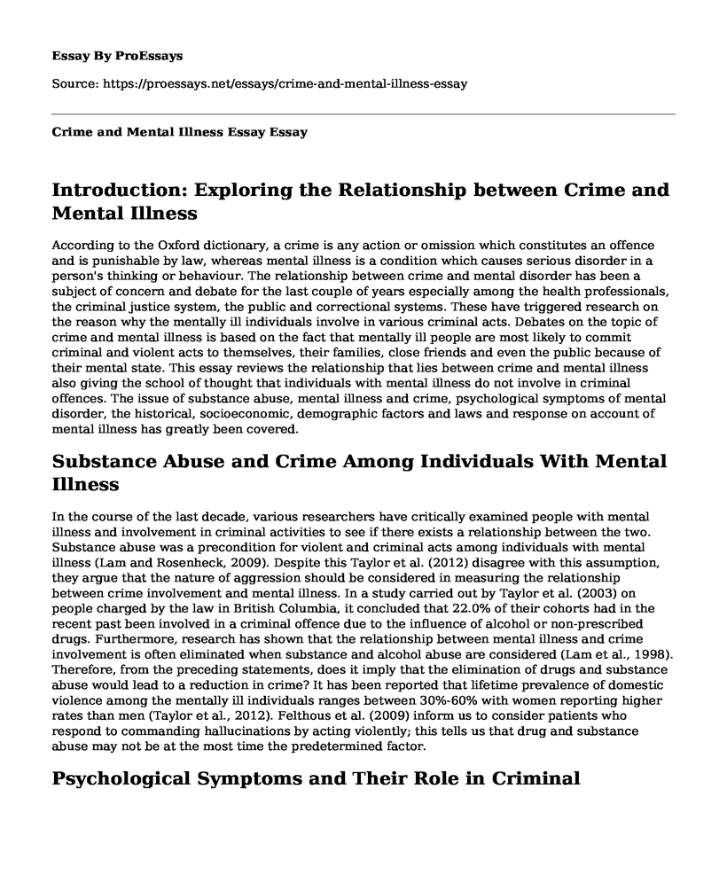 Crime and Mental Illness Essay