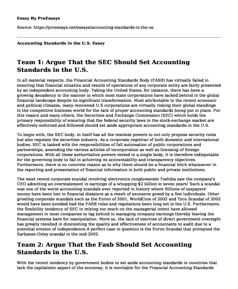 Accounting Standards in the U.S.