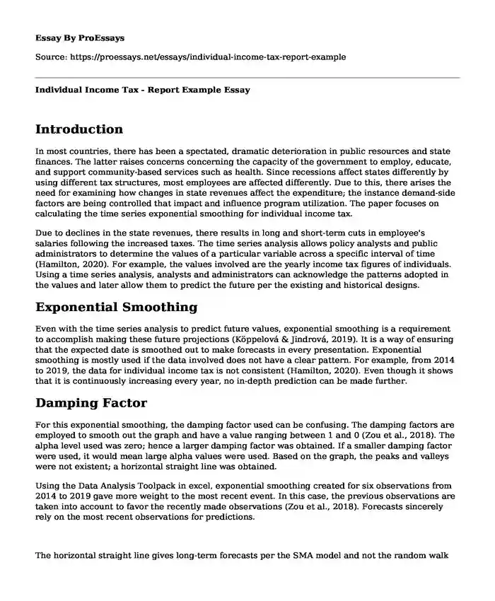 Individual Income Tax - Report Example