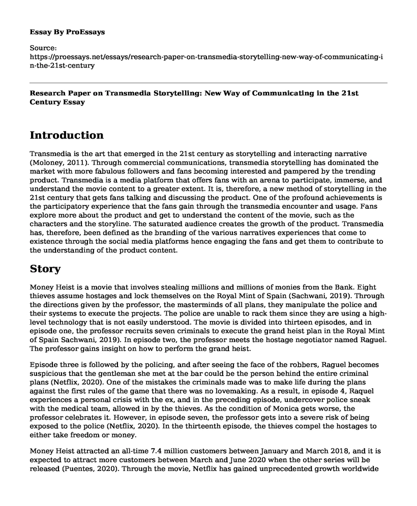Research Paper on Transmedia Storytelling: New Way of Communicating in the 21st Century