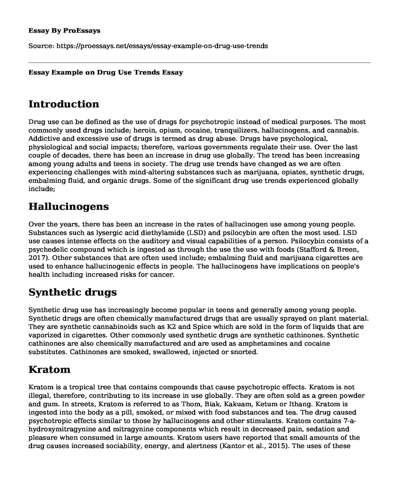 Essay Example on Drug Use Trends