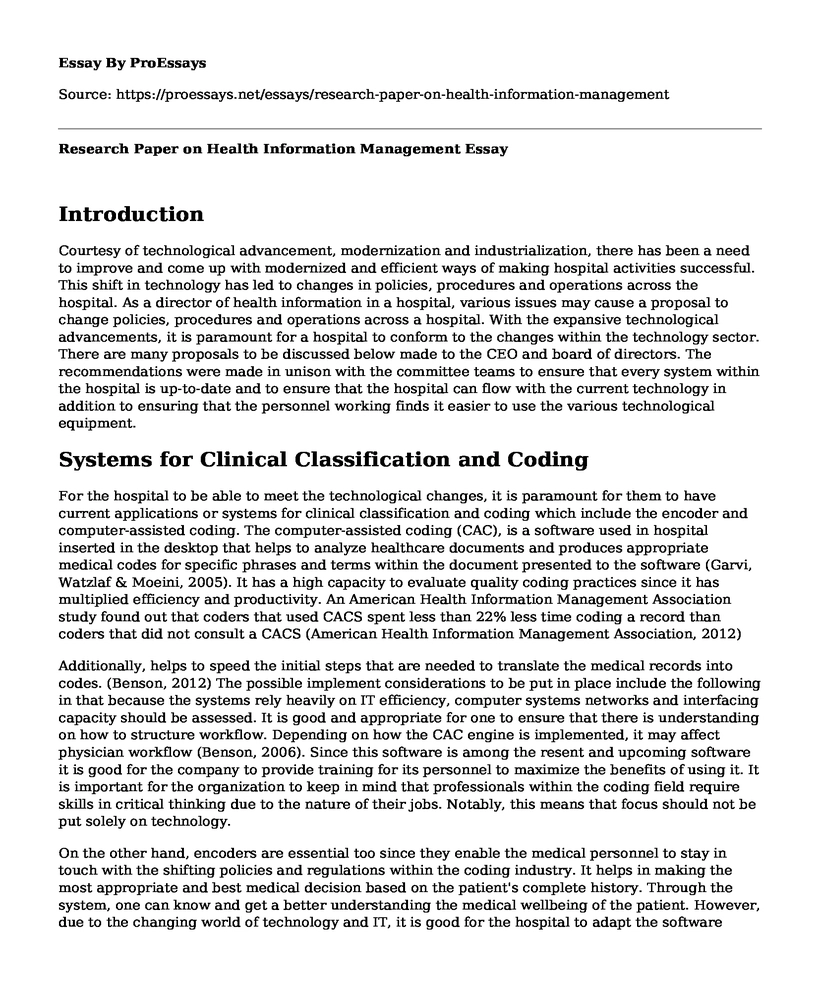 📌 Research Paper on Health Information Management Free Essay, Term