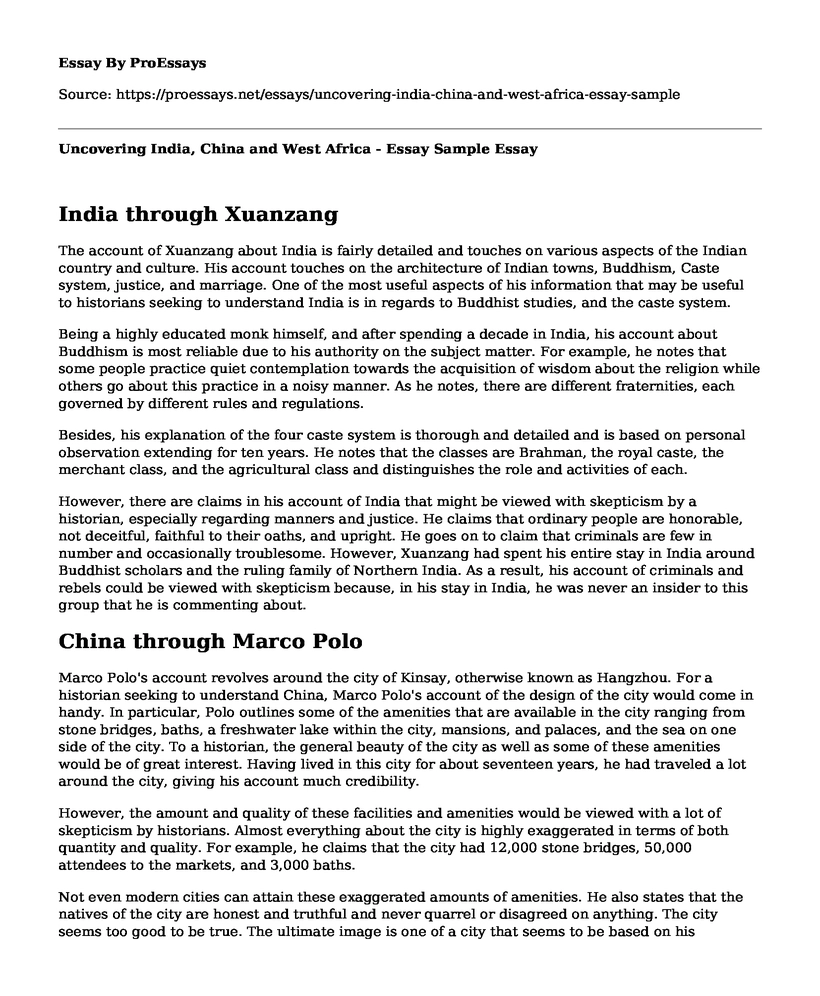 Uncovering India, China and West Africa - Essay Sample