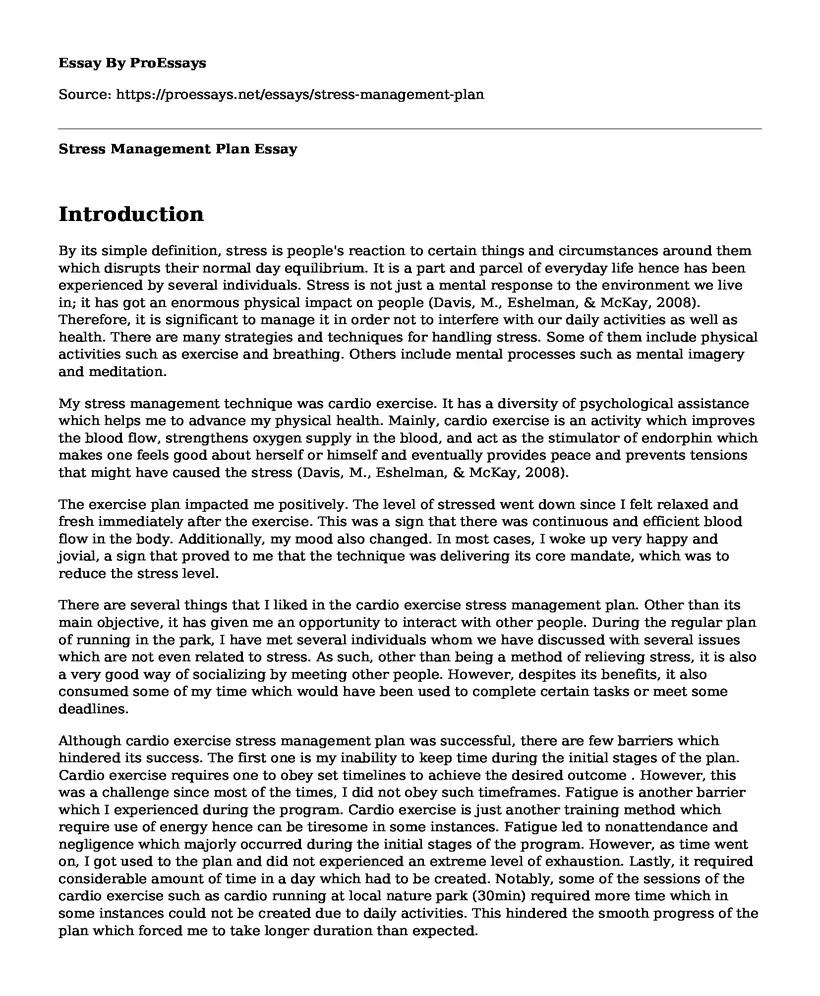 stress management essay in 150 words pdf