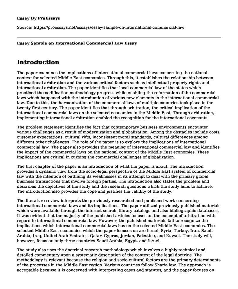 international commercial law essay
