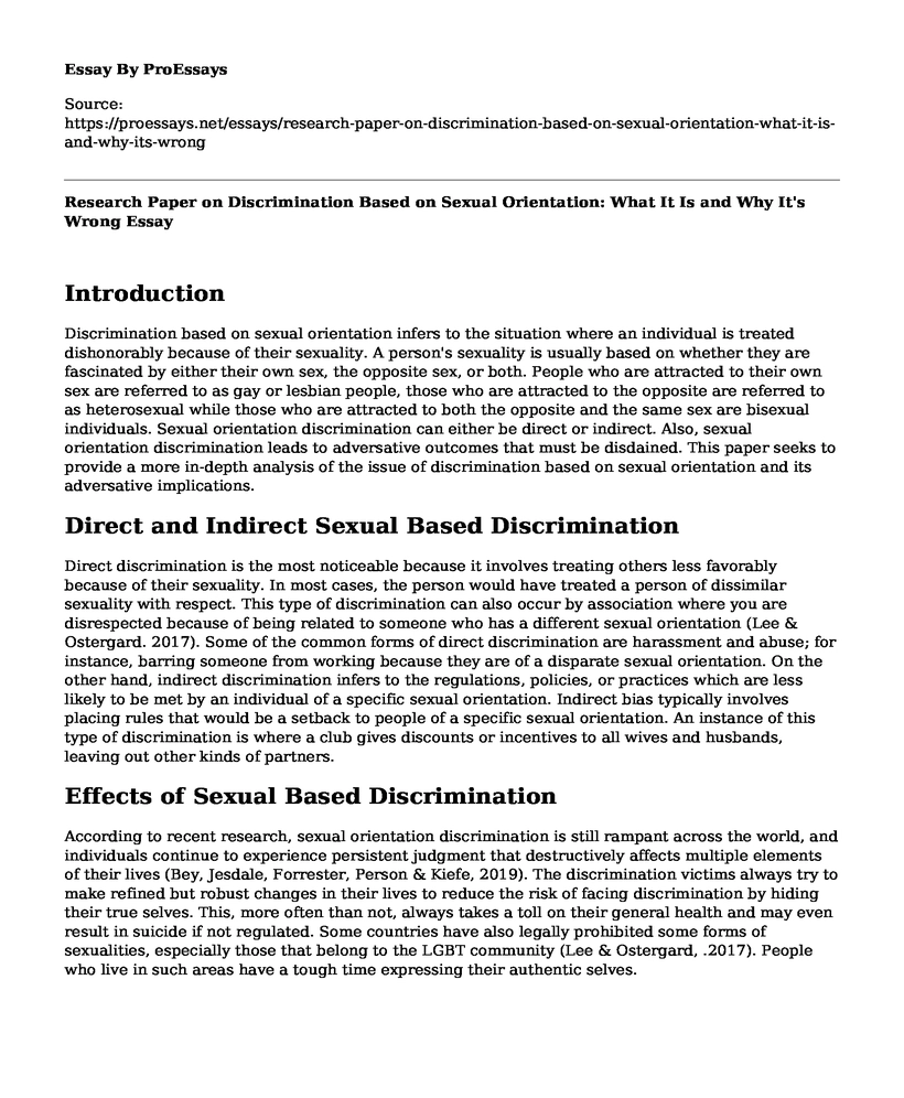 Research Paper on Discrimination Based on Sexual Orientation: What It Is and Why It's Wrong