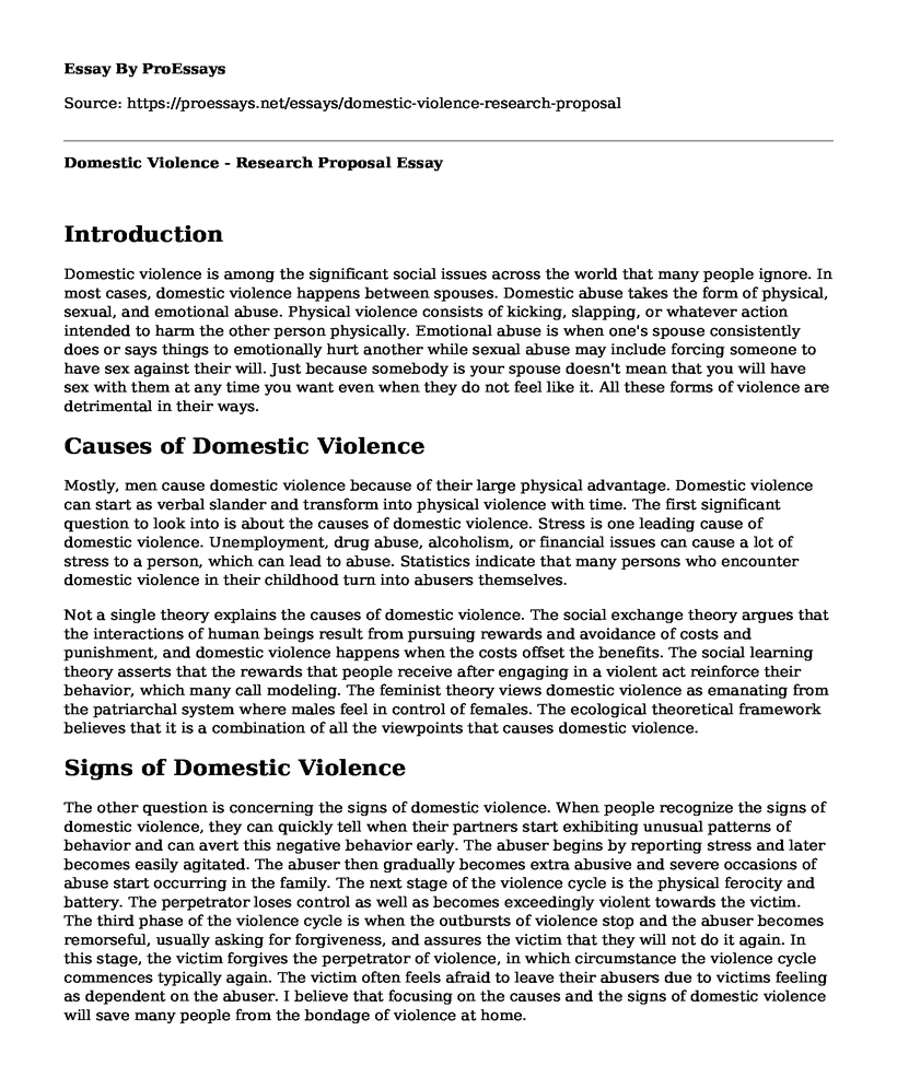Domestic Violence - Research Proposal