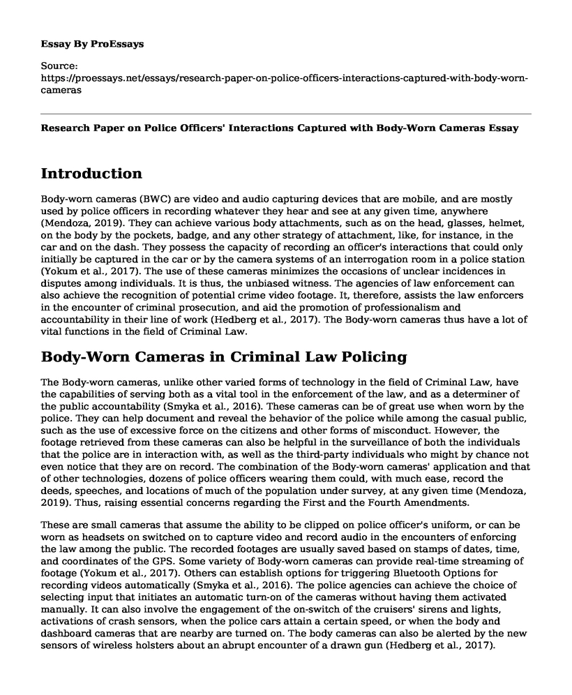 Research Paper on Police Officers' Interactions Captured with Body-Worn Cameras