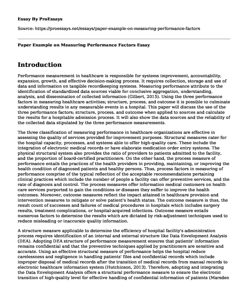 Paper Example on Measuring Performance Factors