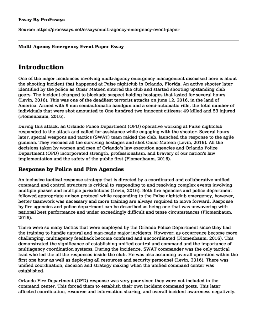 Multi-Agency Emergency Event Paper