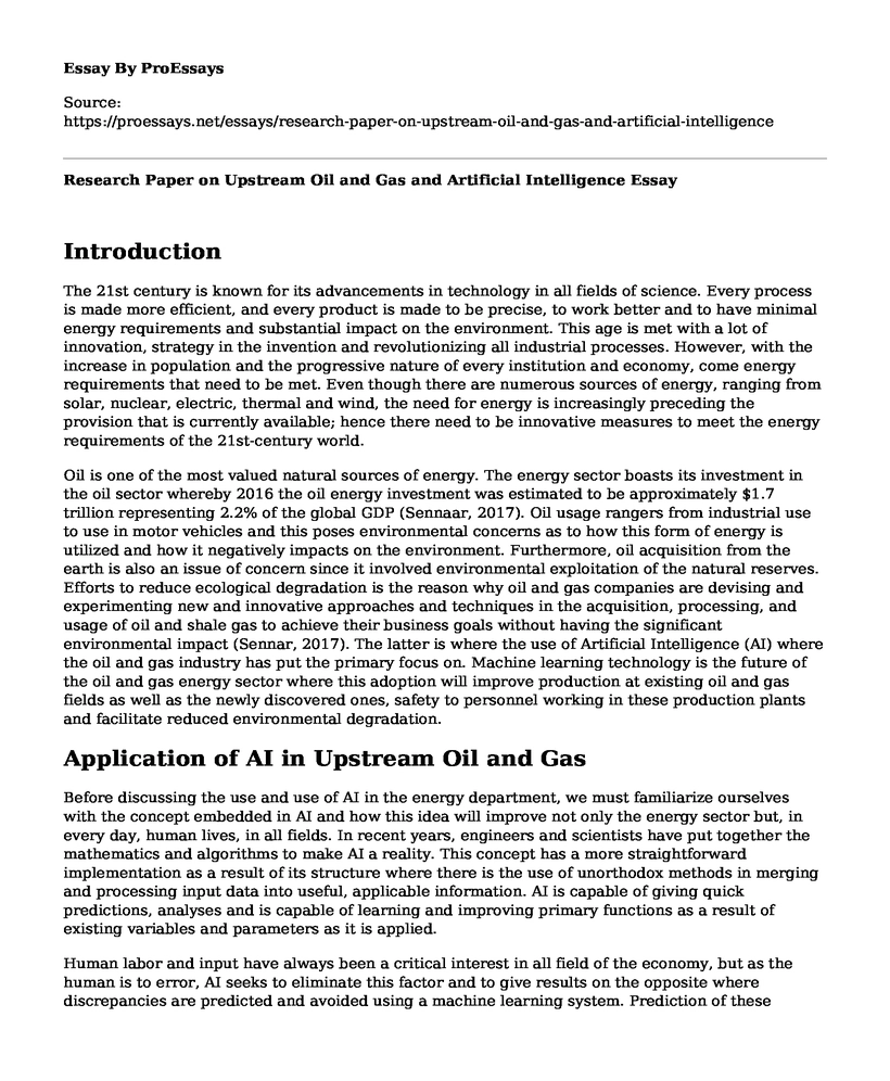 Research Paper on Upstream Oil and Gas and Artificial Intelligence